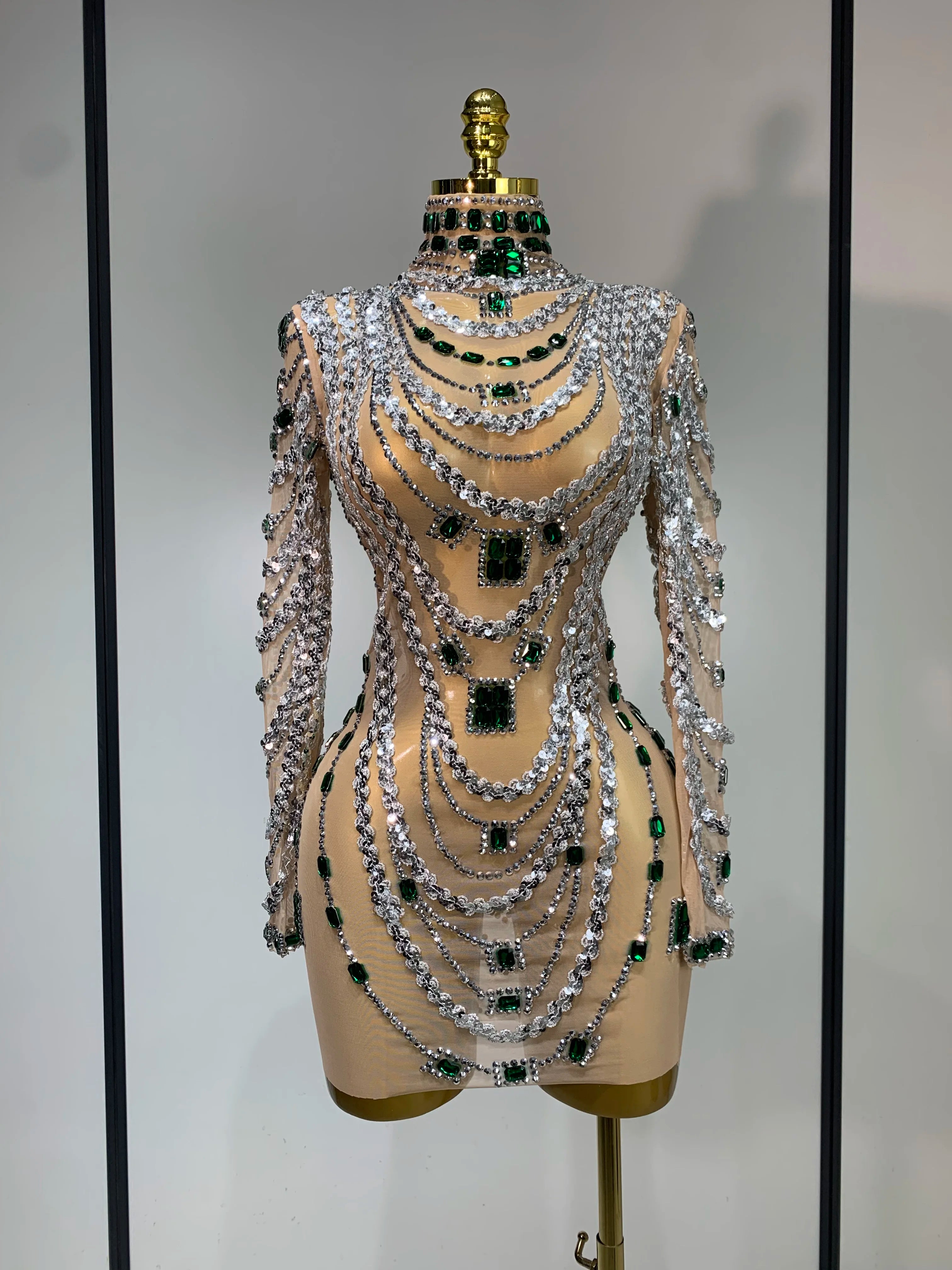 Emerald Princess Mini Mesh Dress