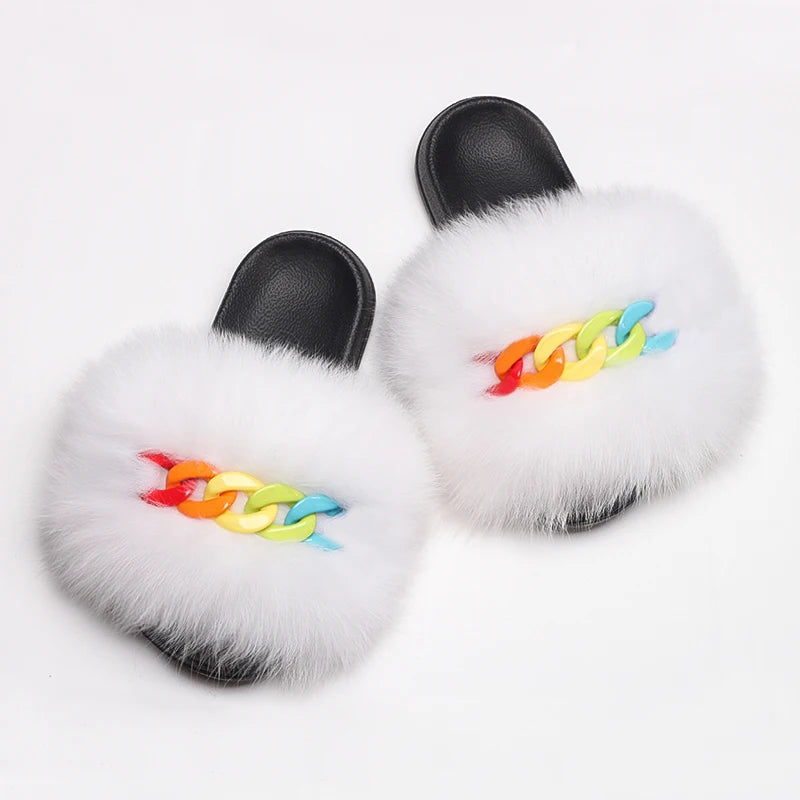 Fluffy Fur Chain Slippers