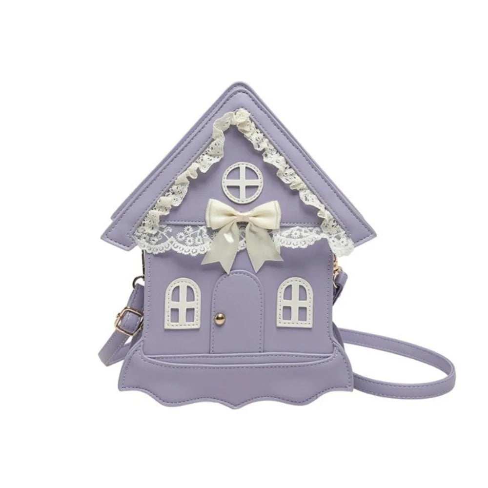 House Shaped Lace Bow Crossbody Purse