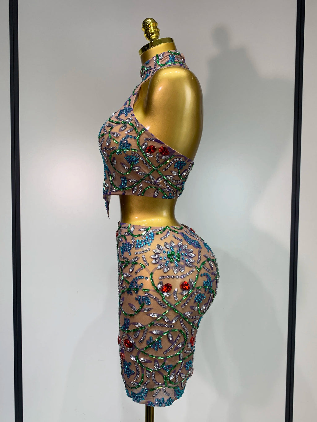 Crystal Garden Halter Two Piece Skirt Set
