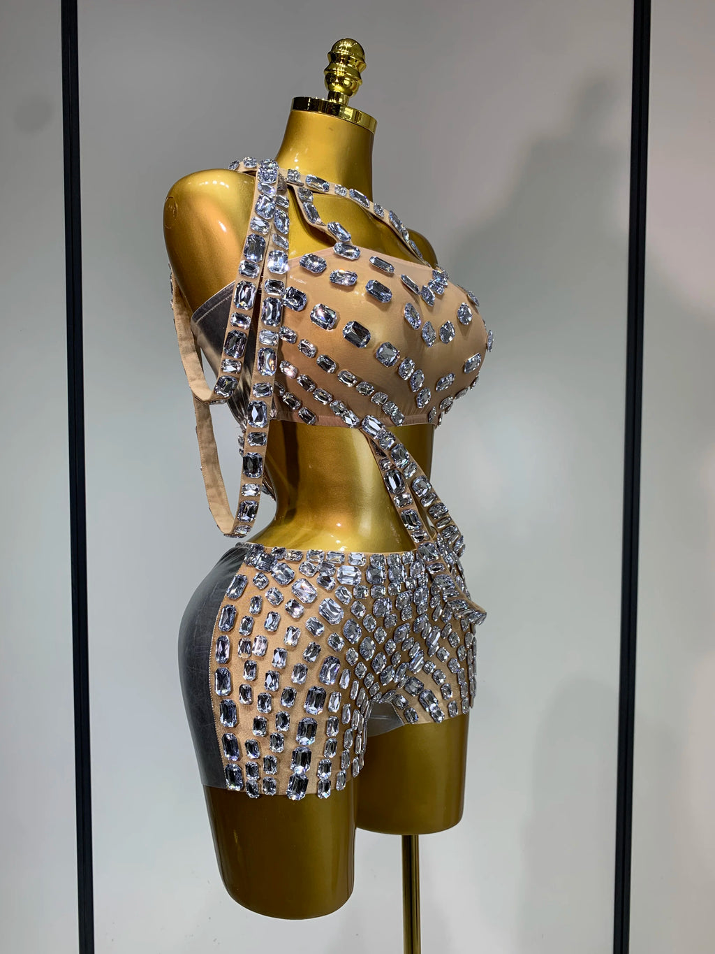Luxury Diamonds Mesh Two Piece Shorts Set