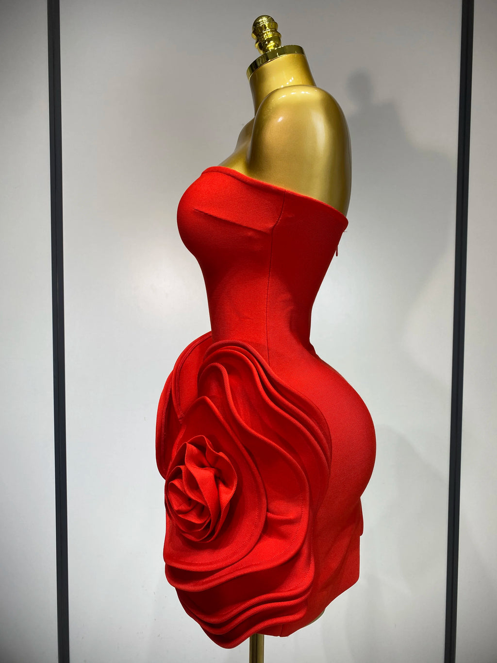 Red Rose Flower Mini Bodycon Dress