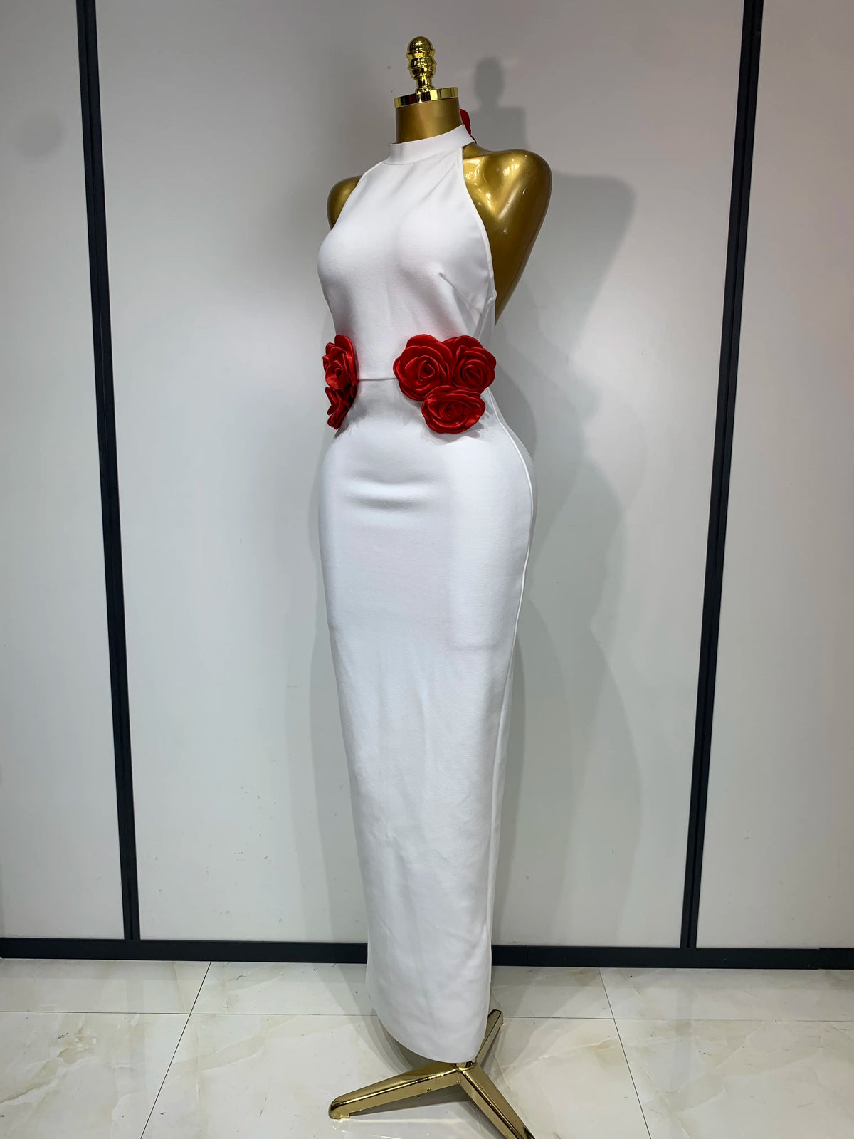Give Me Roses Halter Dress
