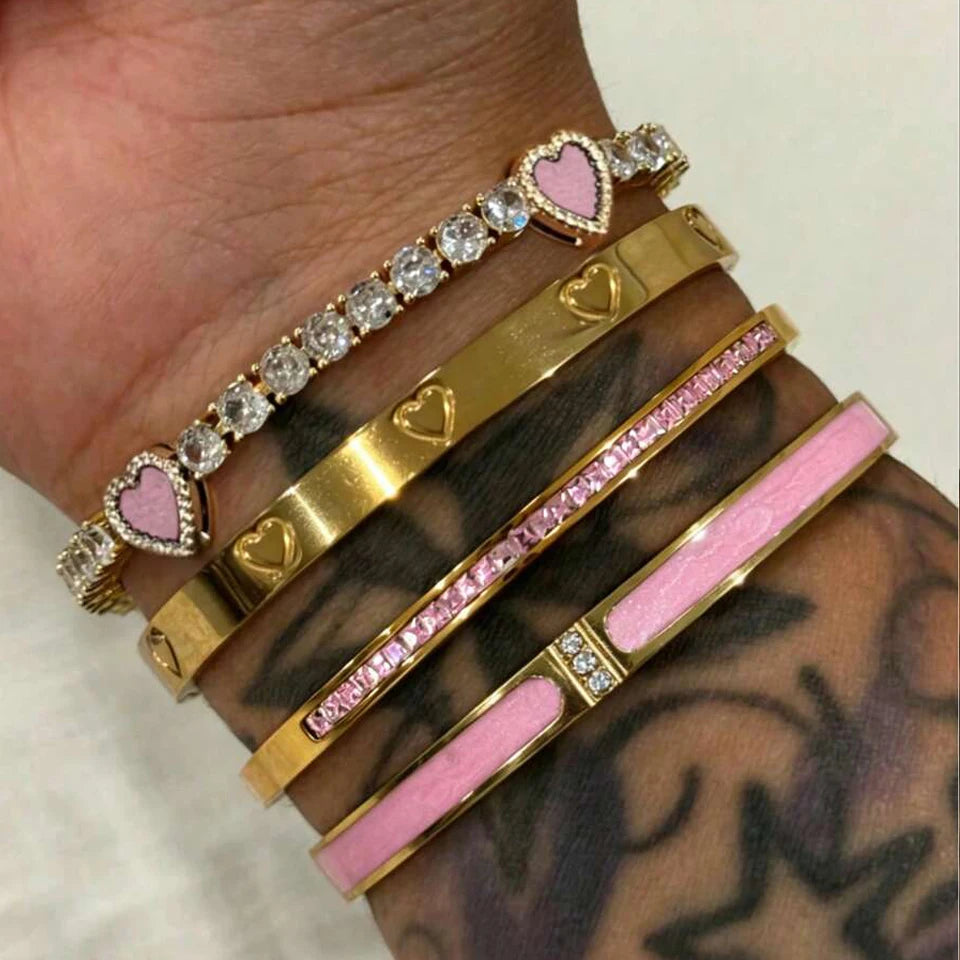 Heart Design Bracelet Bangle Set