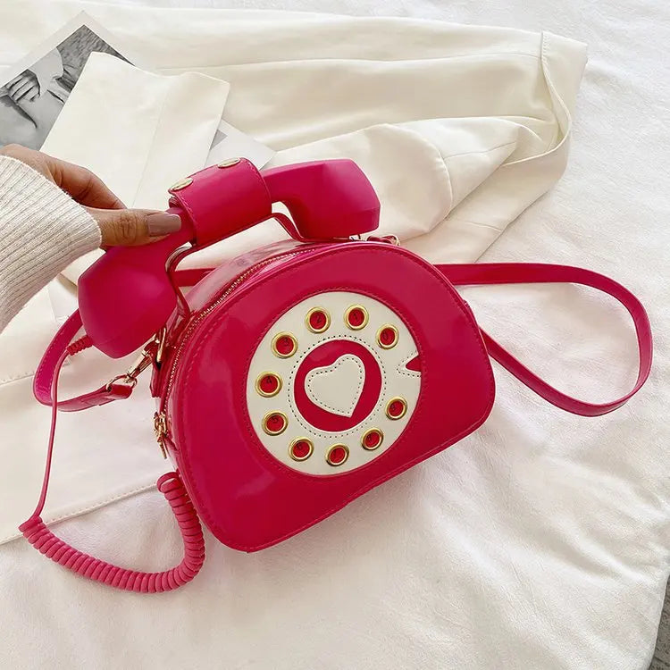 Telephone Shaped Crossbody Bag PU Leather