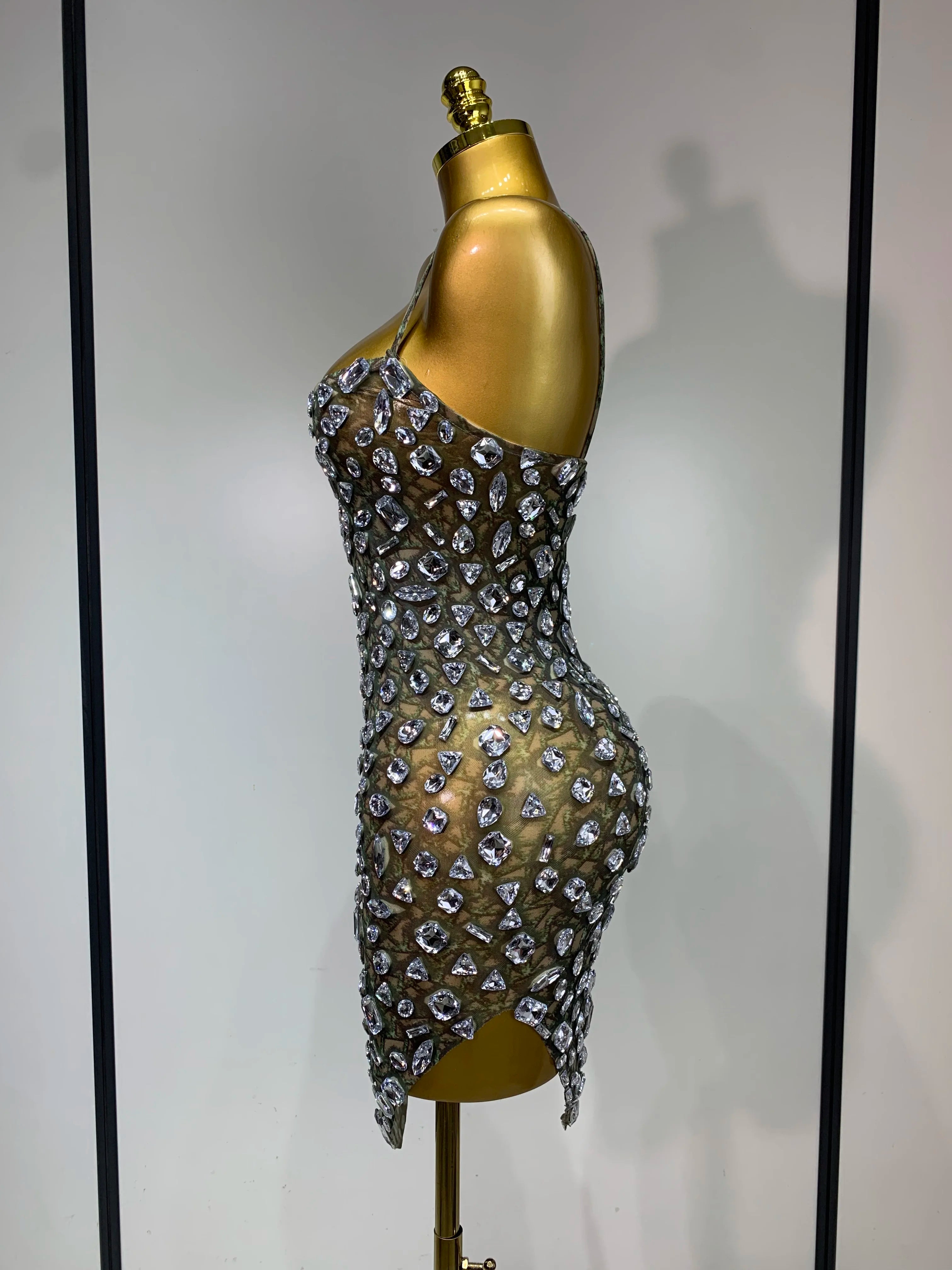 Crystal Diamond Mesh Dress