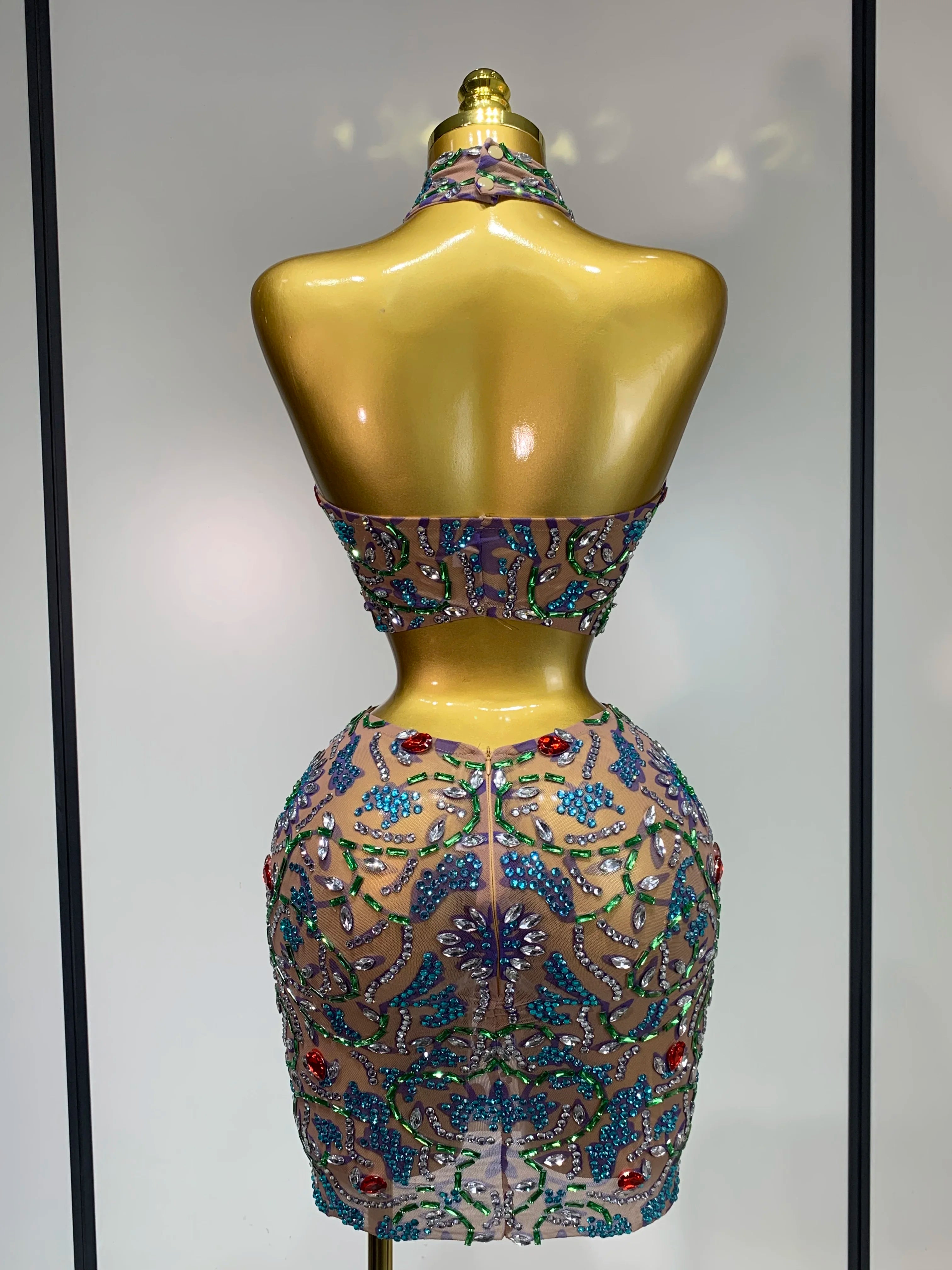 Crystal Garden Halter Two Piece Skirt Set