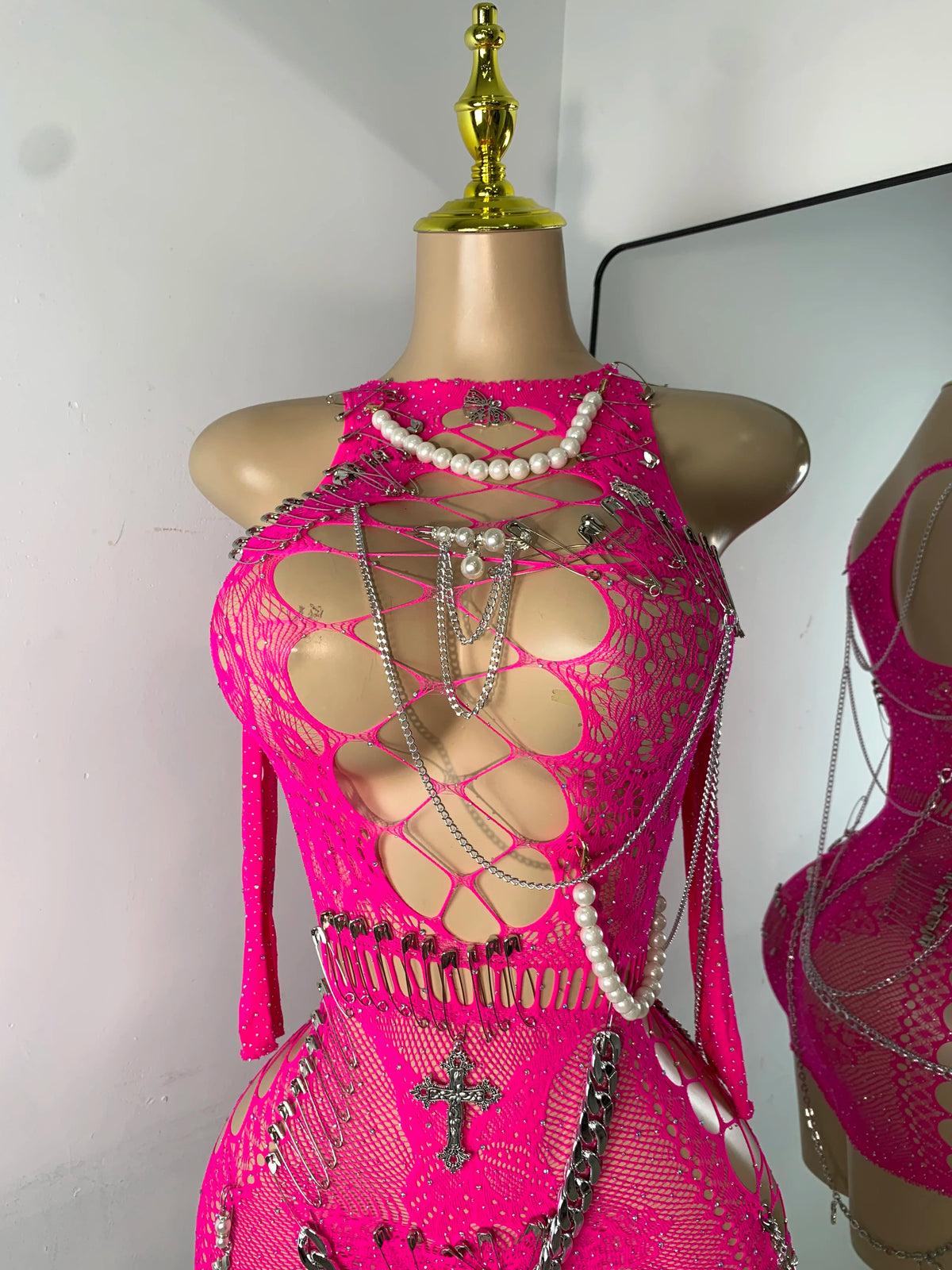Mesh Chain Mini Dress