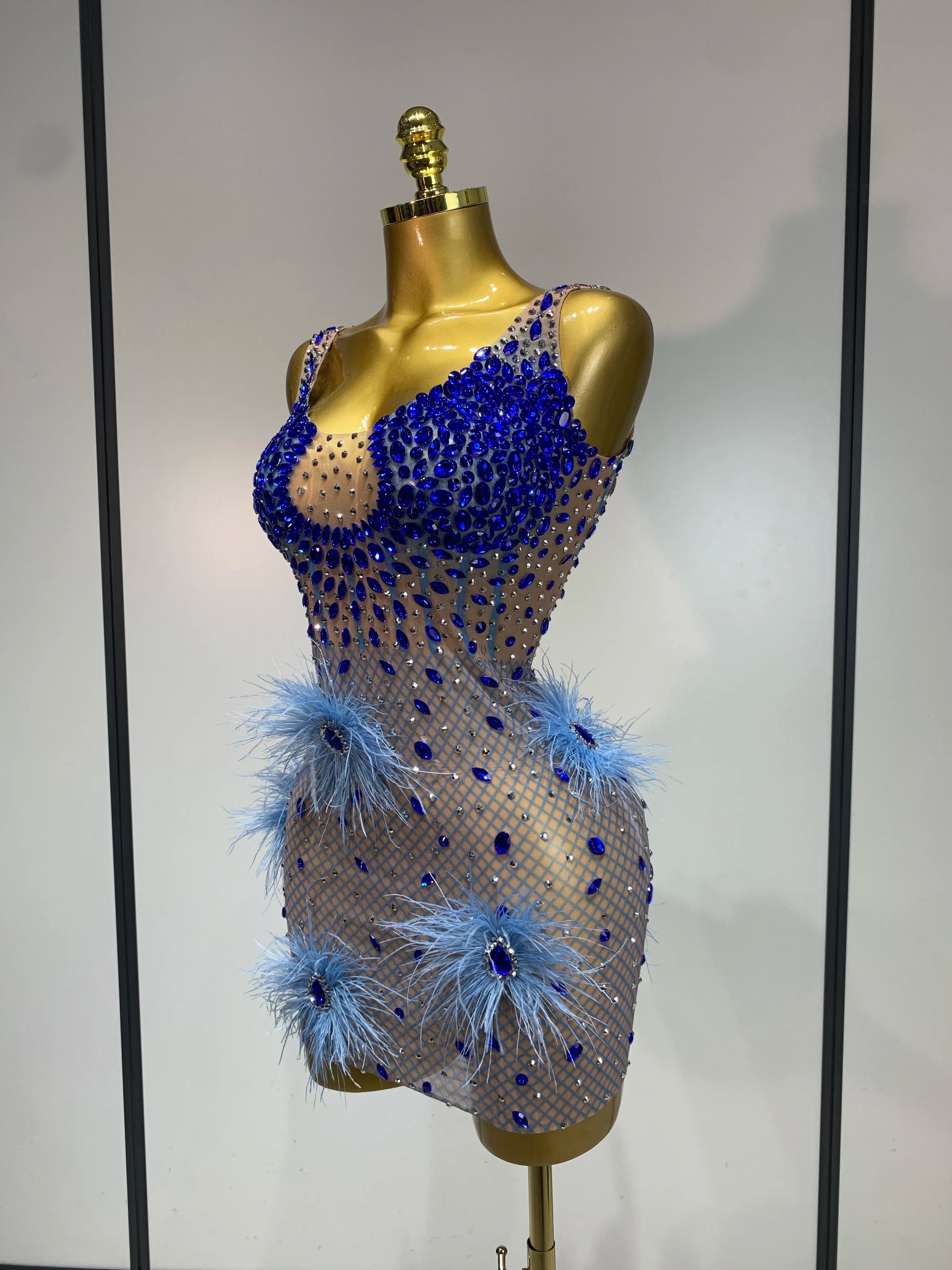 Peacock Sapphire Mini Dress