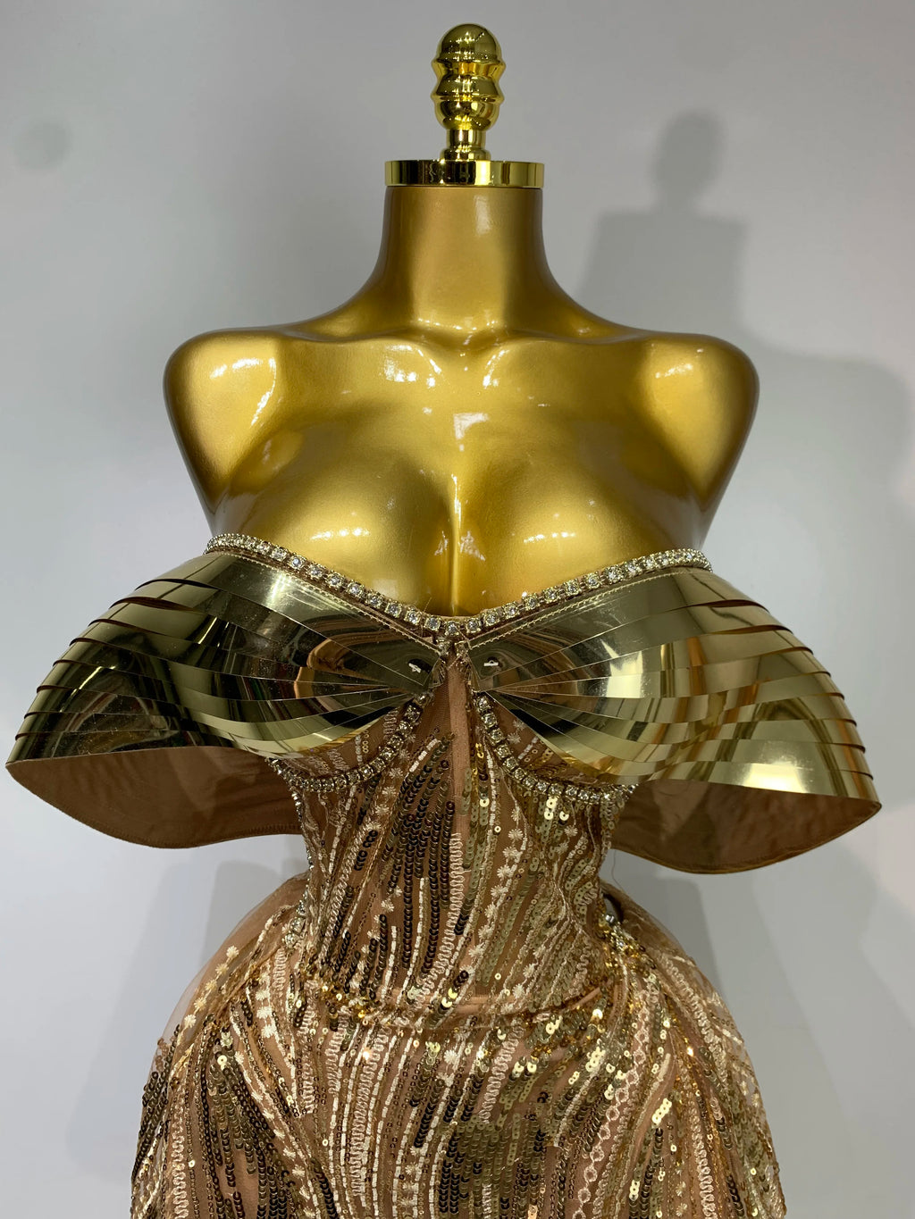 Sparkly Gold Rhinestone Sequins Dress