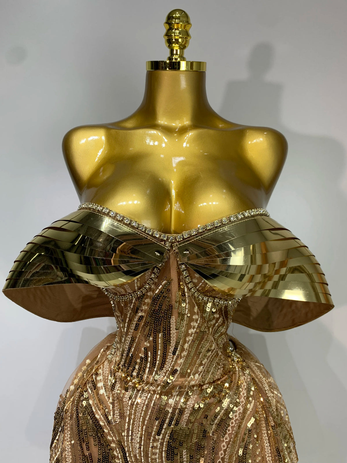Sparkly Gold Rhinestone Sequins Dress