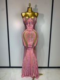 Pink Sequin Mesh Dress