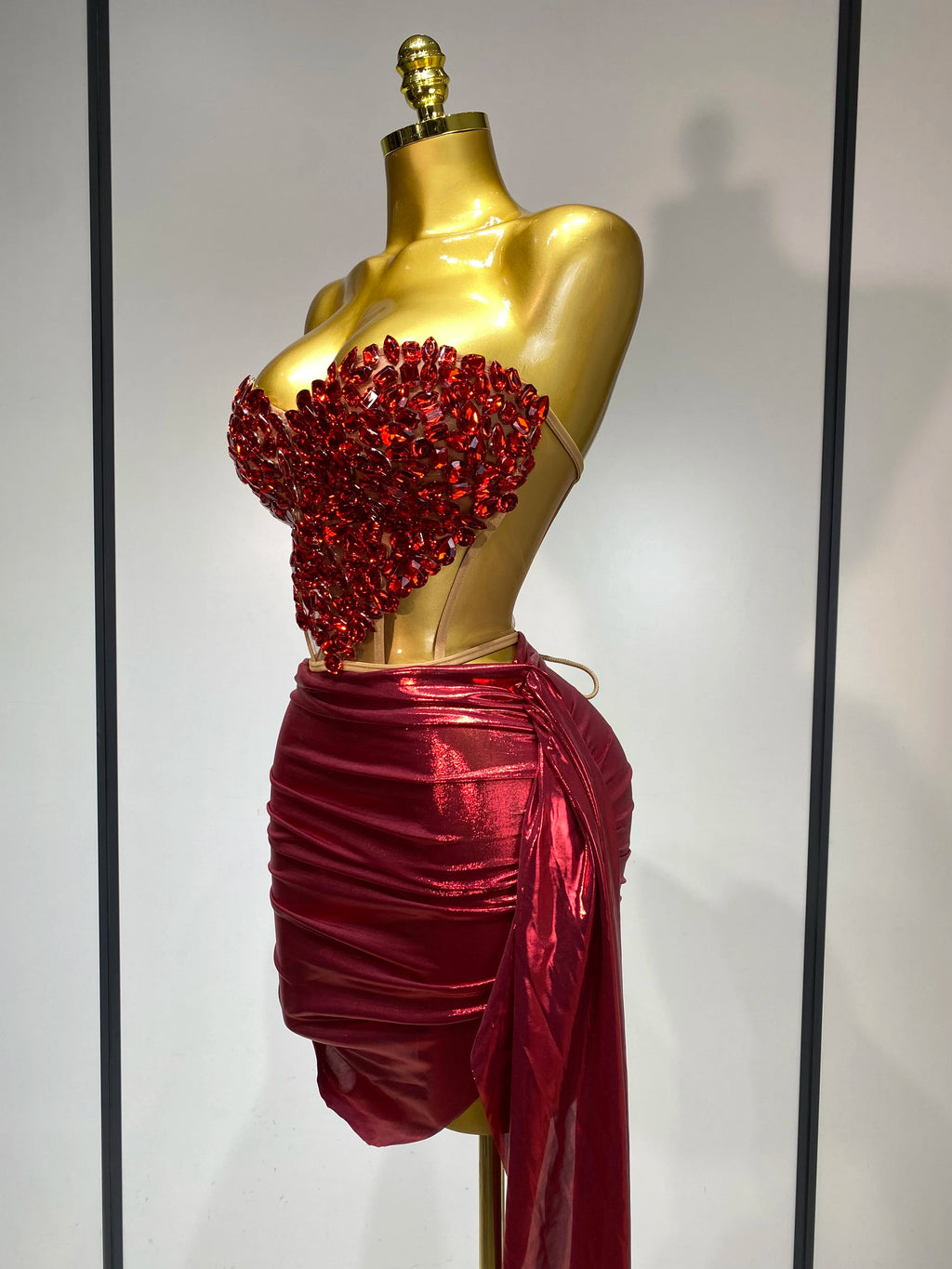 Red Wine Two Piece Skirt Set