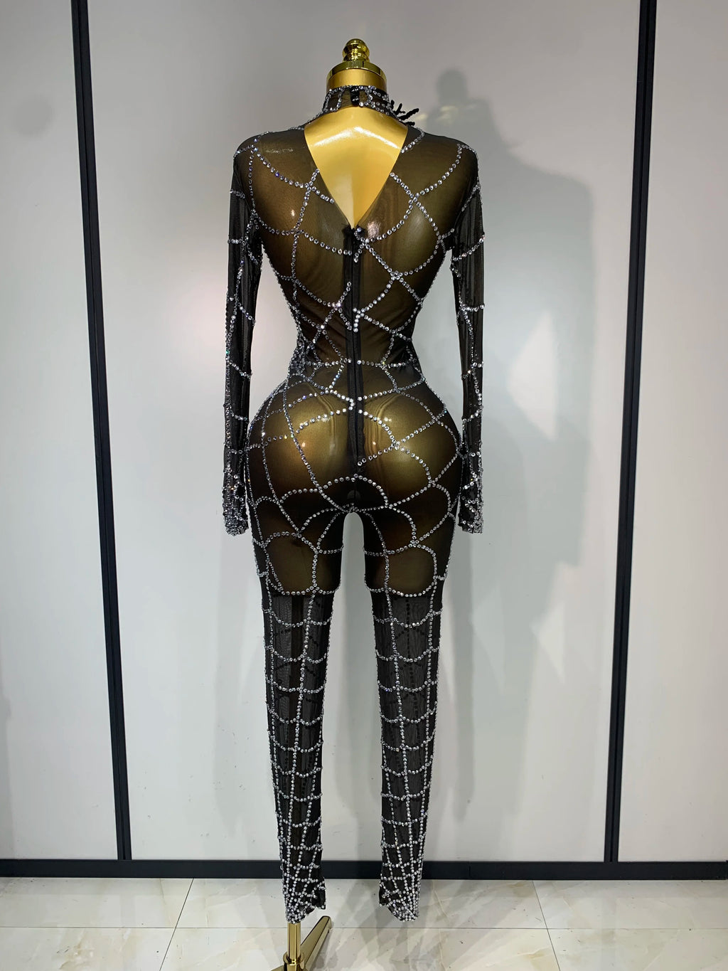 Spider Web Halloween Long Sleeve Jumpsuit