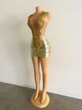 Luxury Gold Crystal Dress