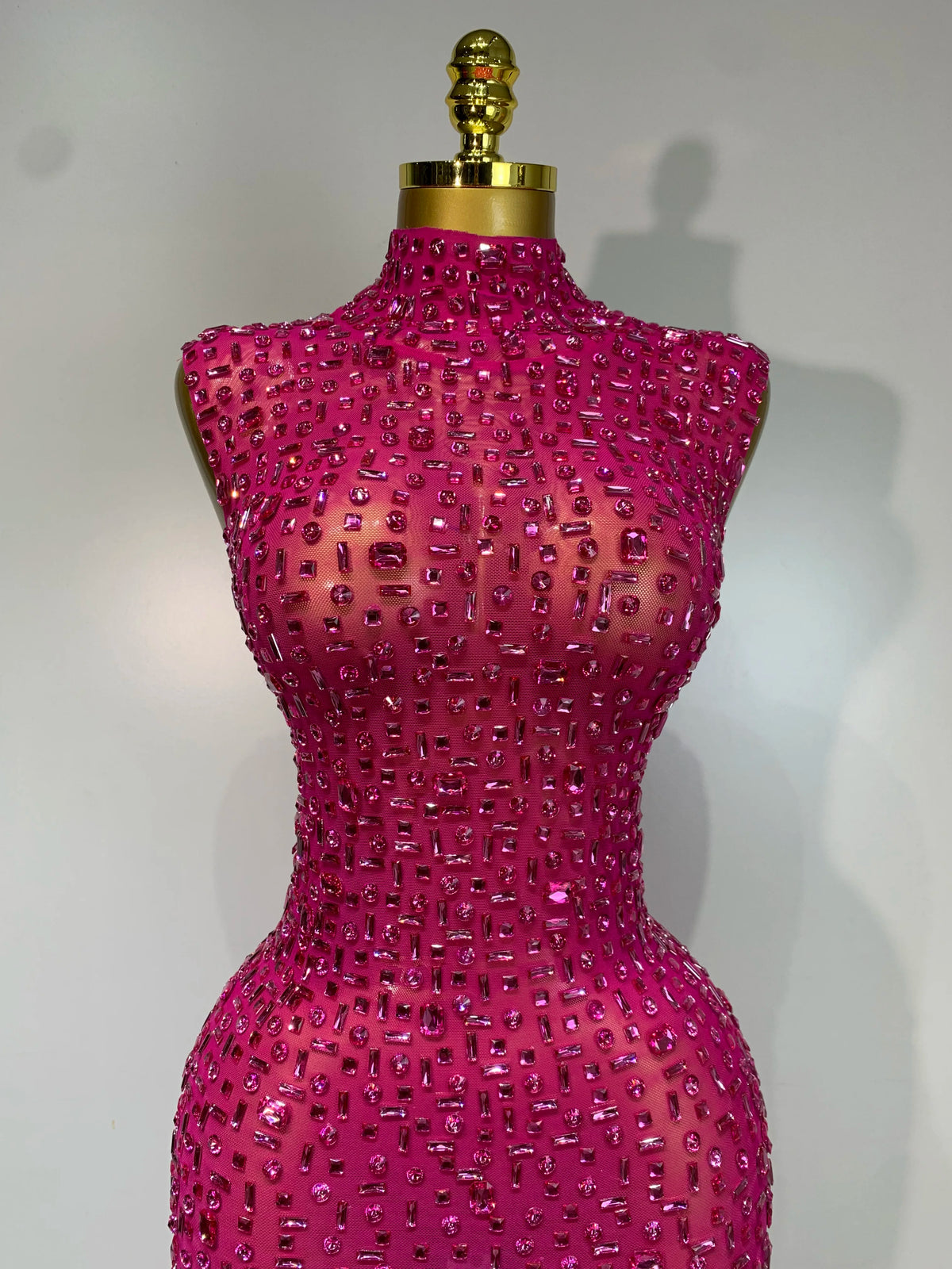 Raspberry Crystal Mesh Dress