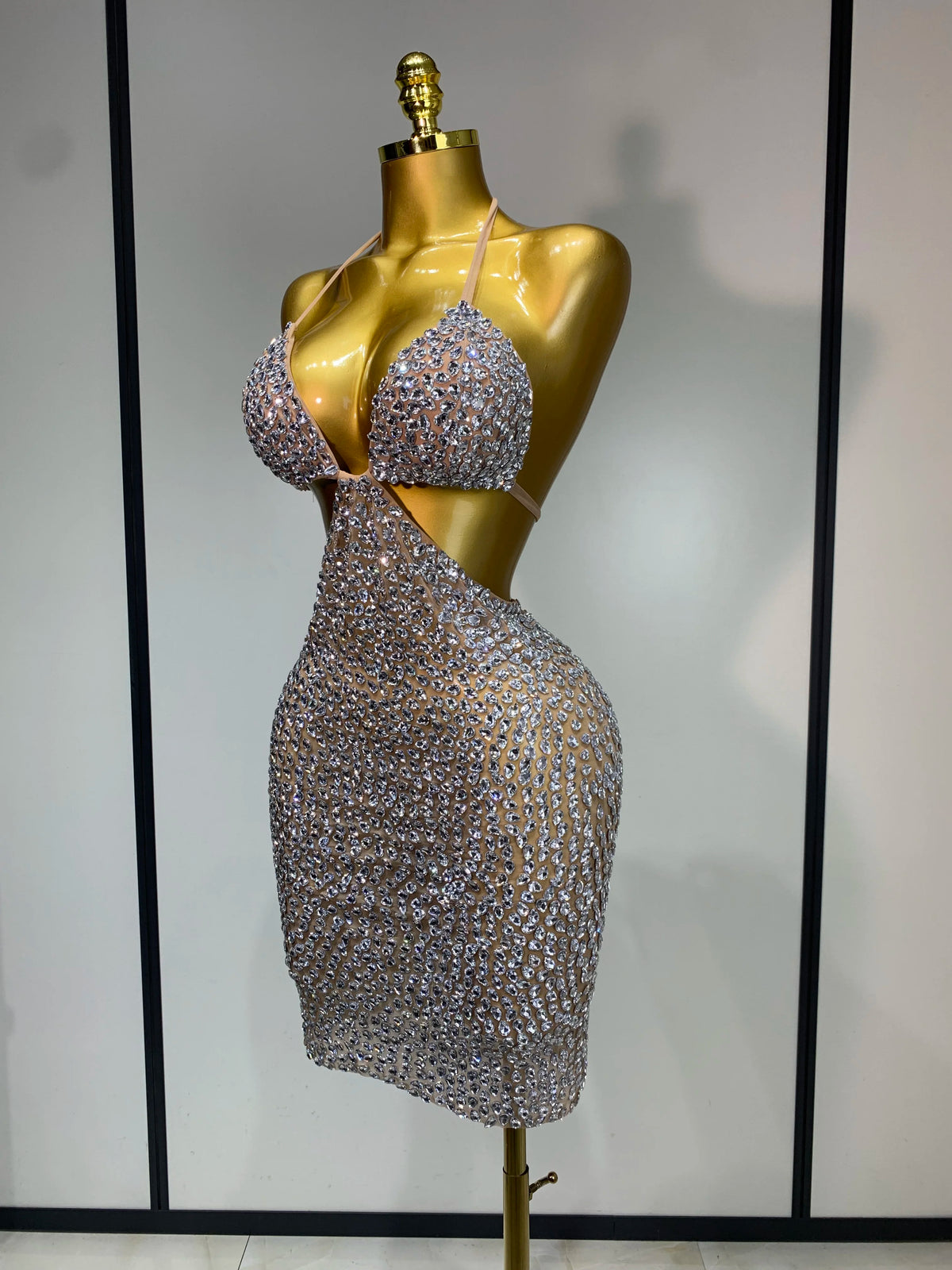 Luxury Crystal Rhinestones Bodycon Dress