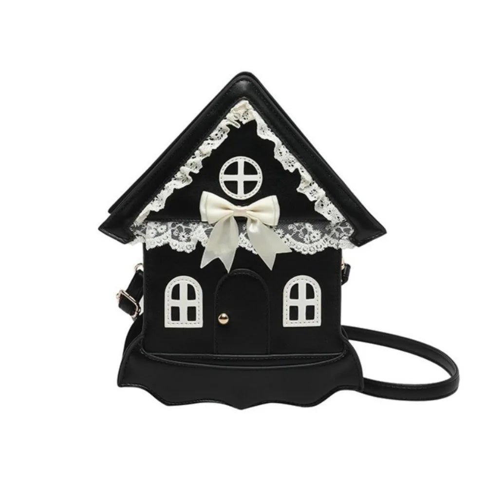 House Shaped Lace Bow Crossbody Purse