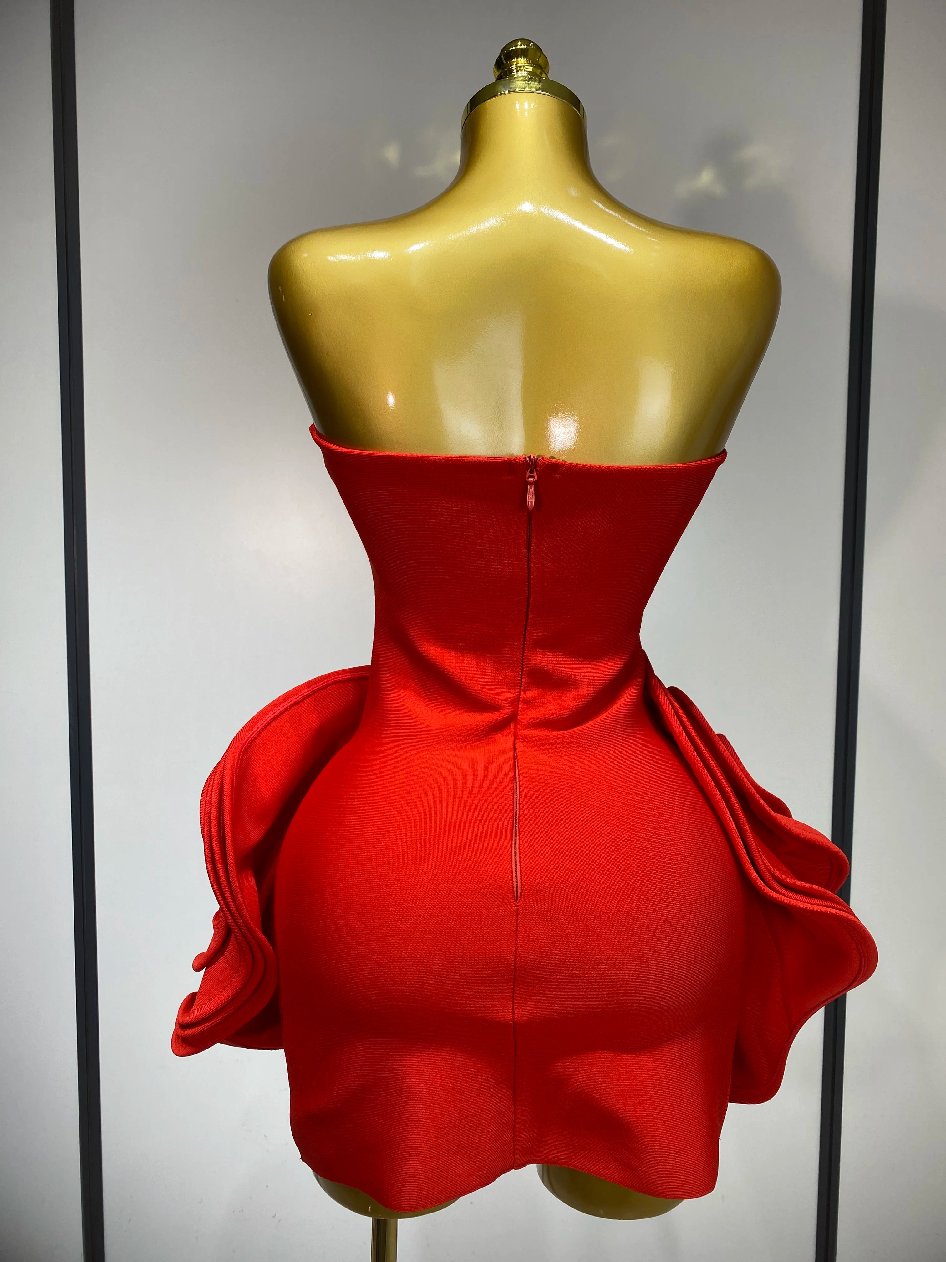Red Rose Flower Mini Bodycon Dress