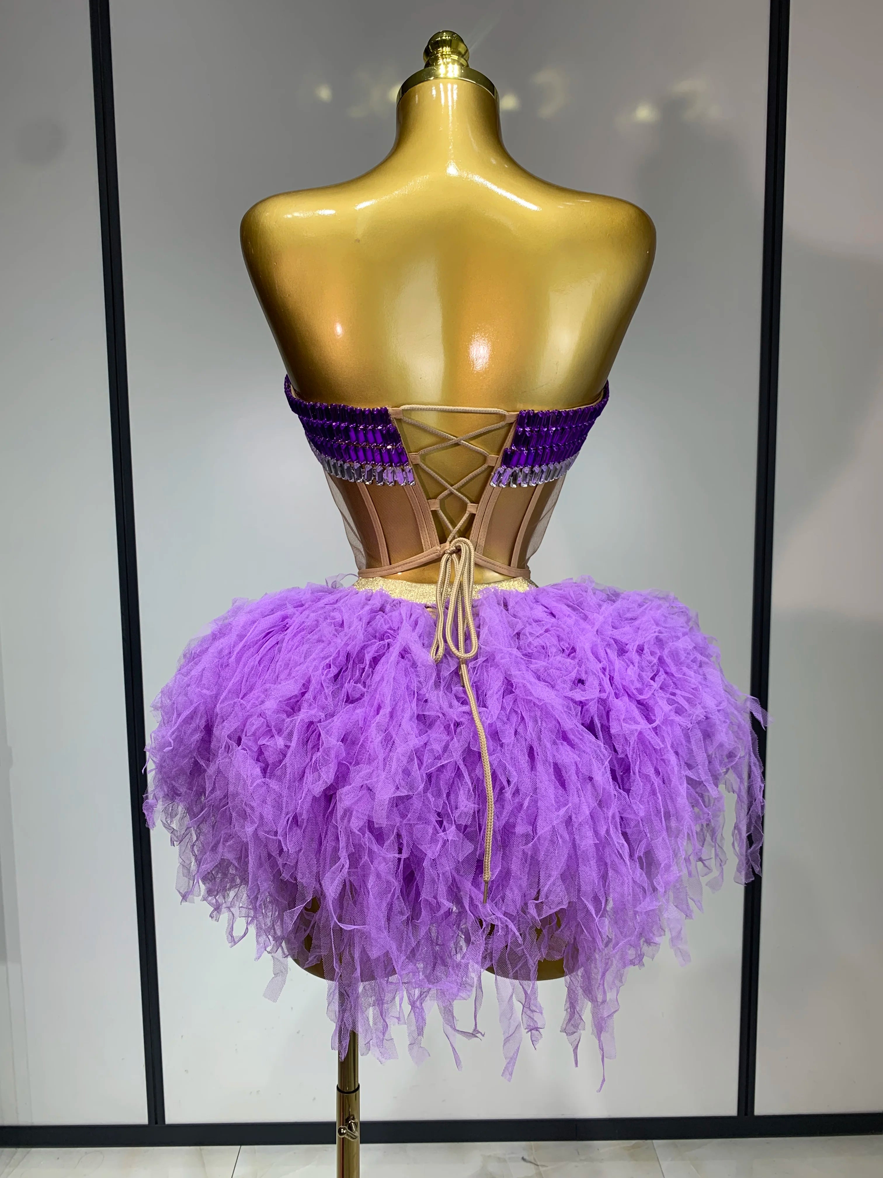 Purple  Two Pieces Skirt Set