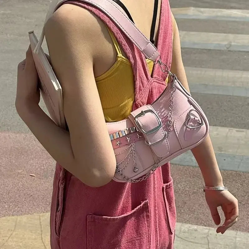 Y2K Heart Chain Bag