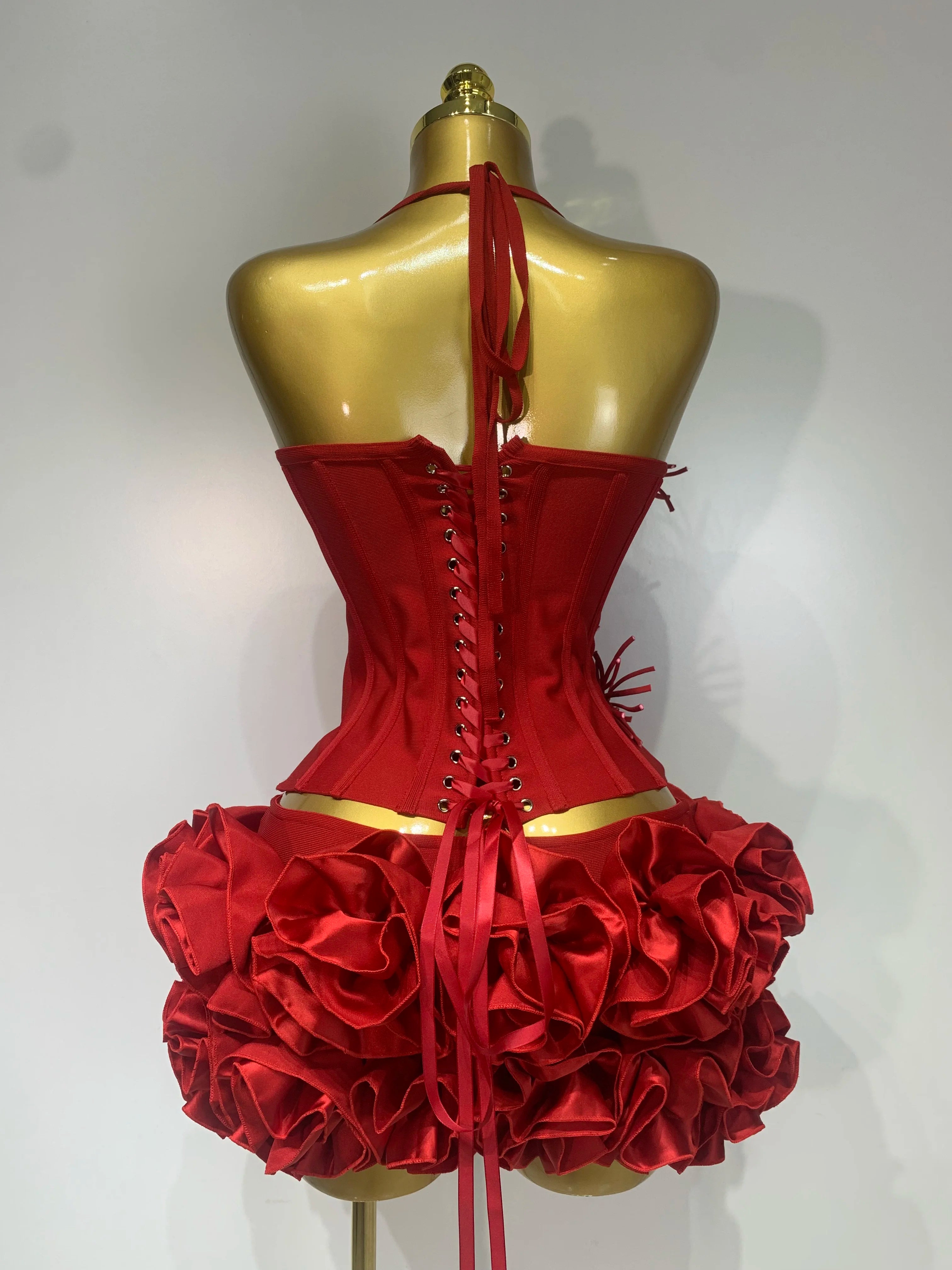 Flower Corset Two Piece Skirt Set