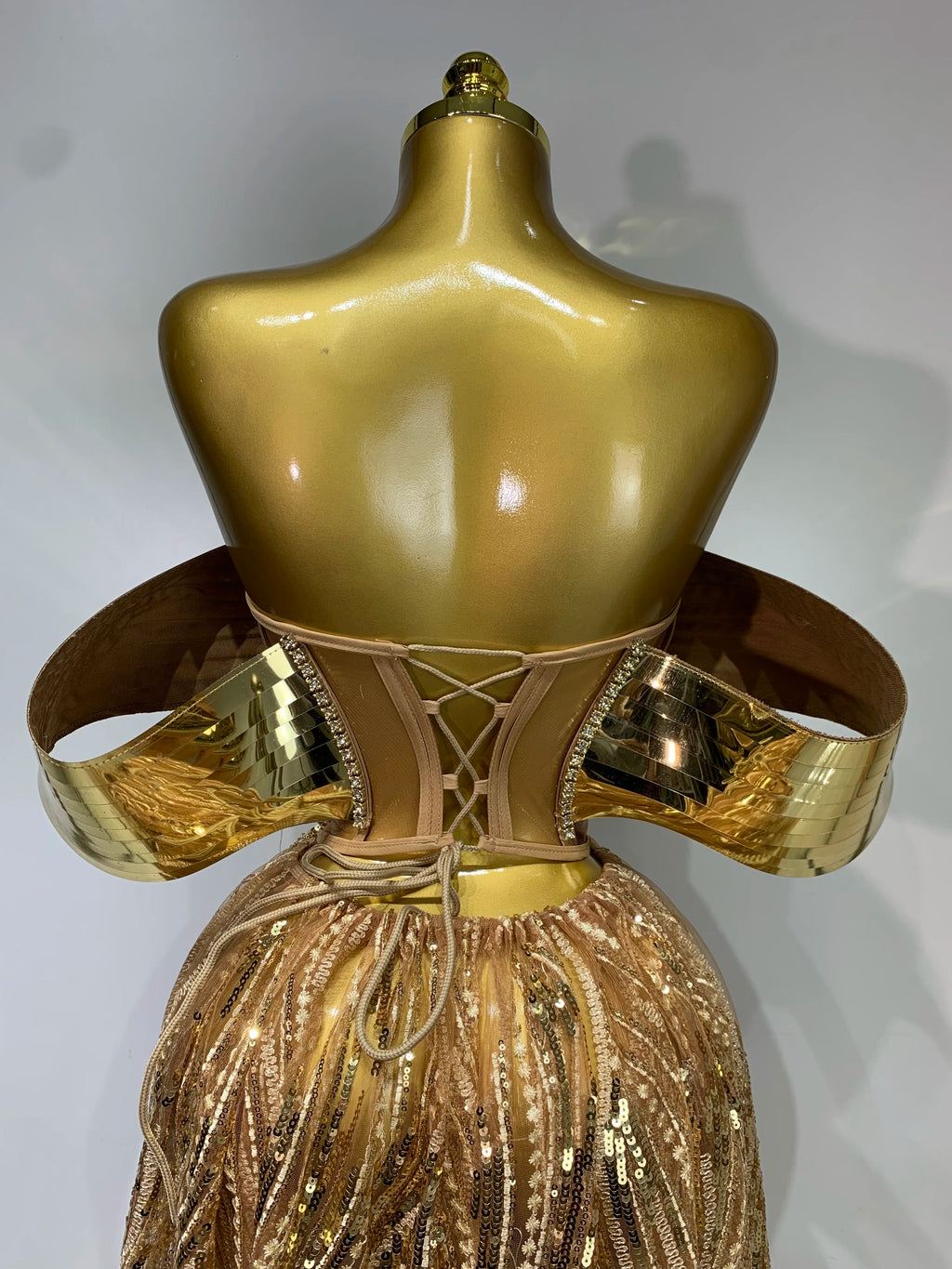 Sparkly Gold Rhinestone Sequins Dress
