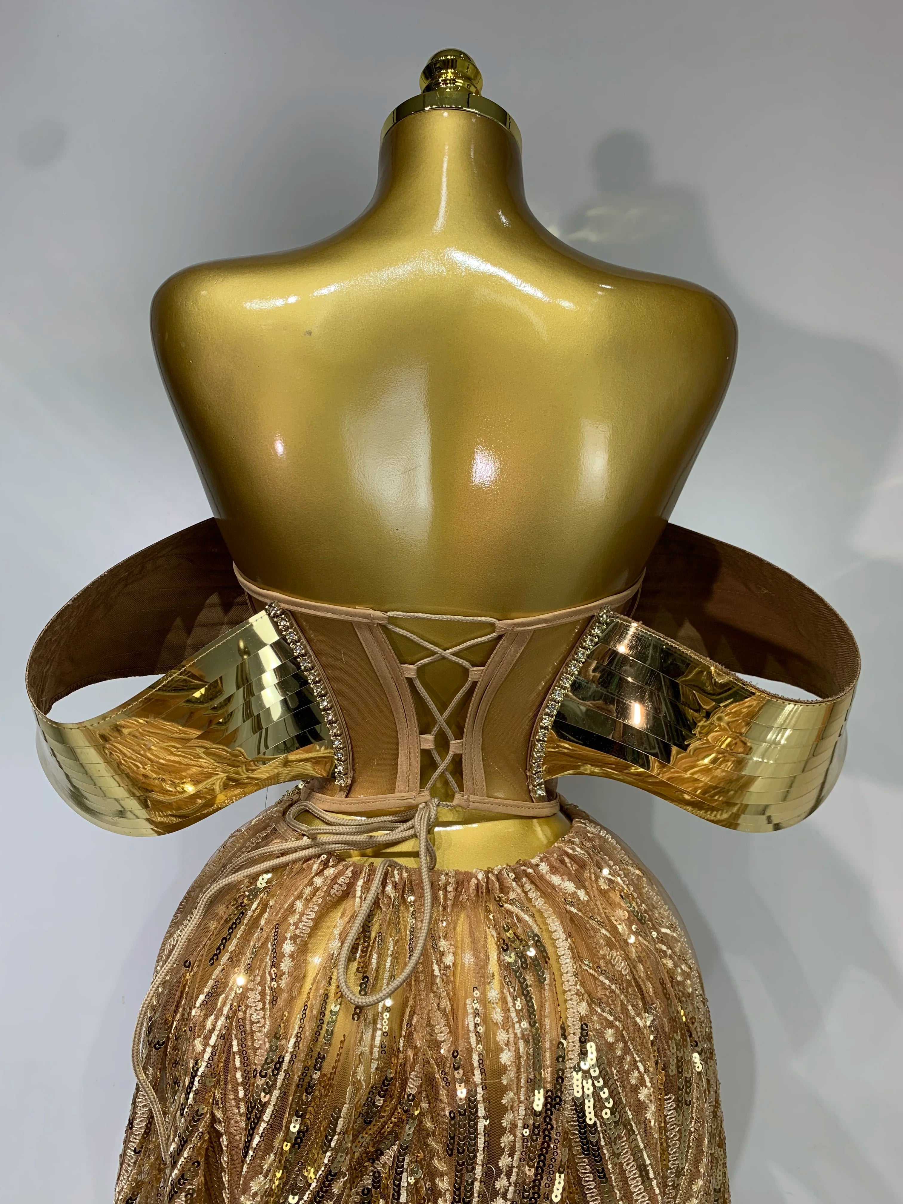 Sparkly Gold Rhinestone Sequins Dress