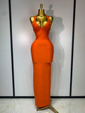 Tangerine Orange Long Bodycon Bandage Dress