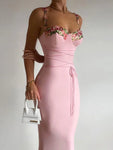 Flower Trim Elegant Dress