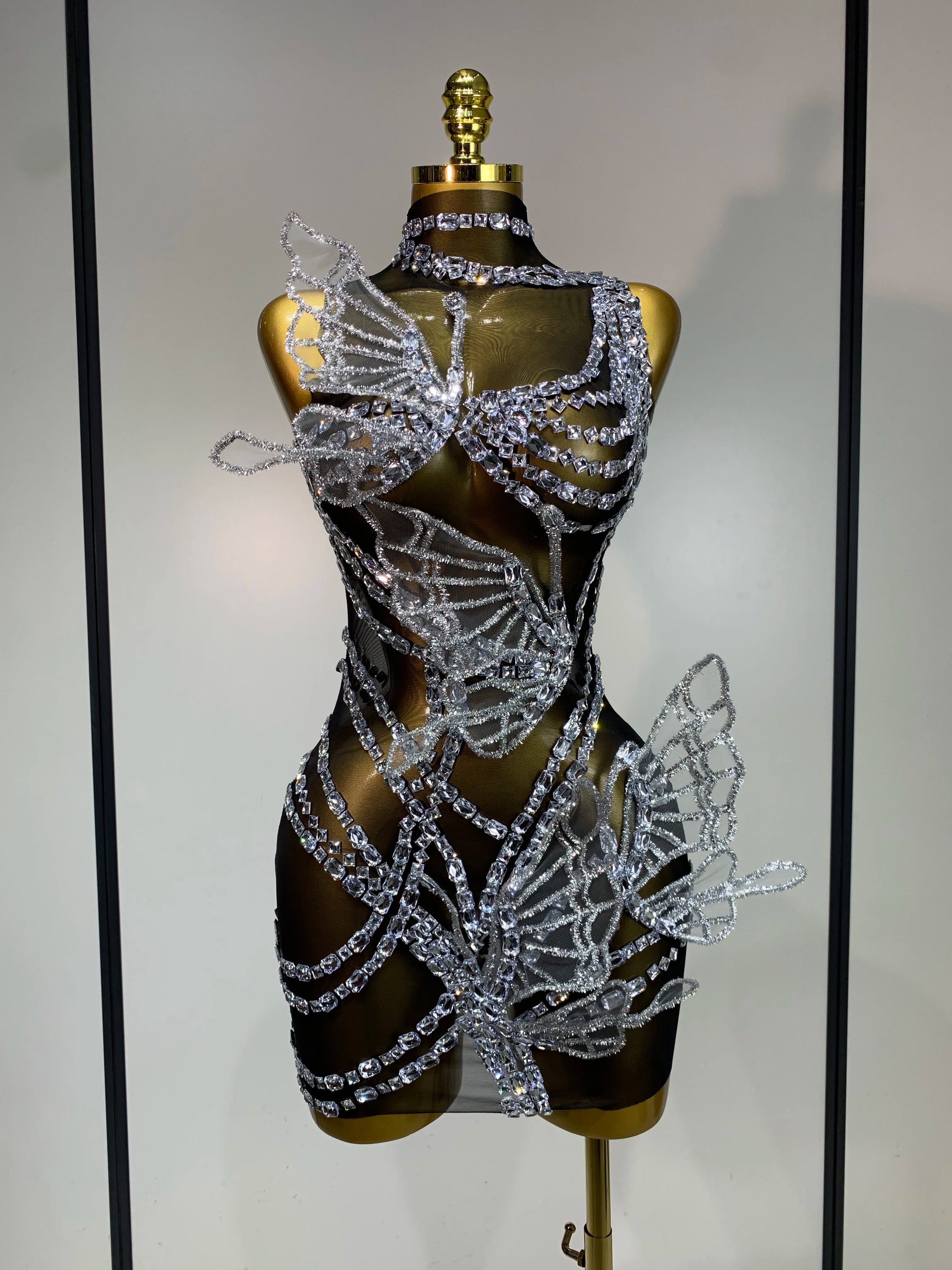 Butterfly Mesh Mini Dress