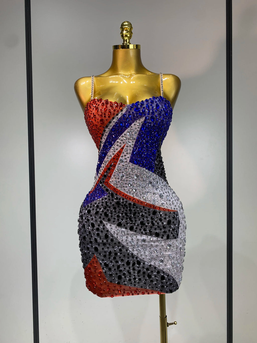 Crystals Mesh Mini Dress
