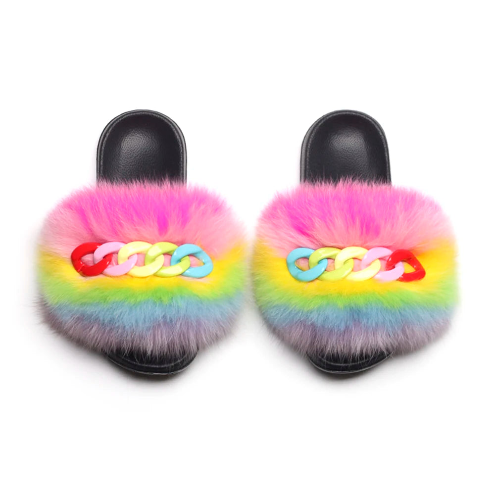 Fluffy Fur Chain Slippers