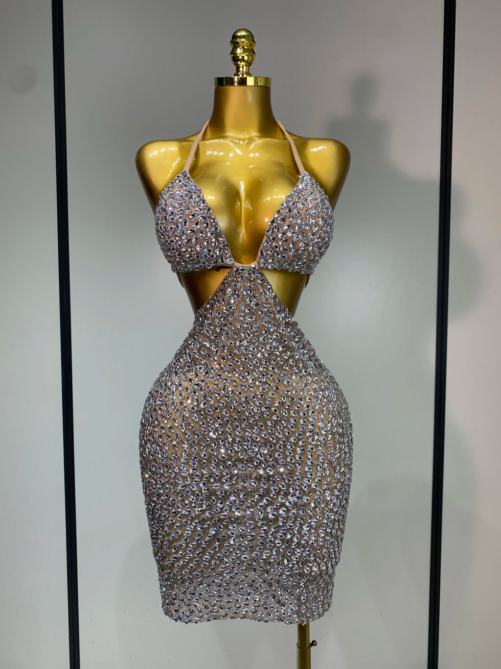 Luxury Crystal Rhinestones Bodycon Dress