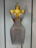 Luxury Crystal Rhinestones Bodycon Dress