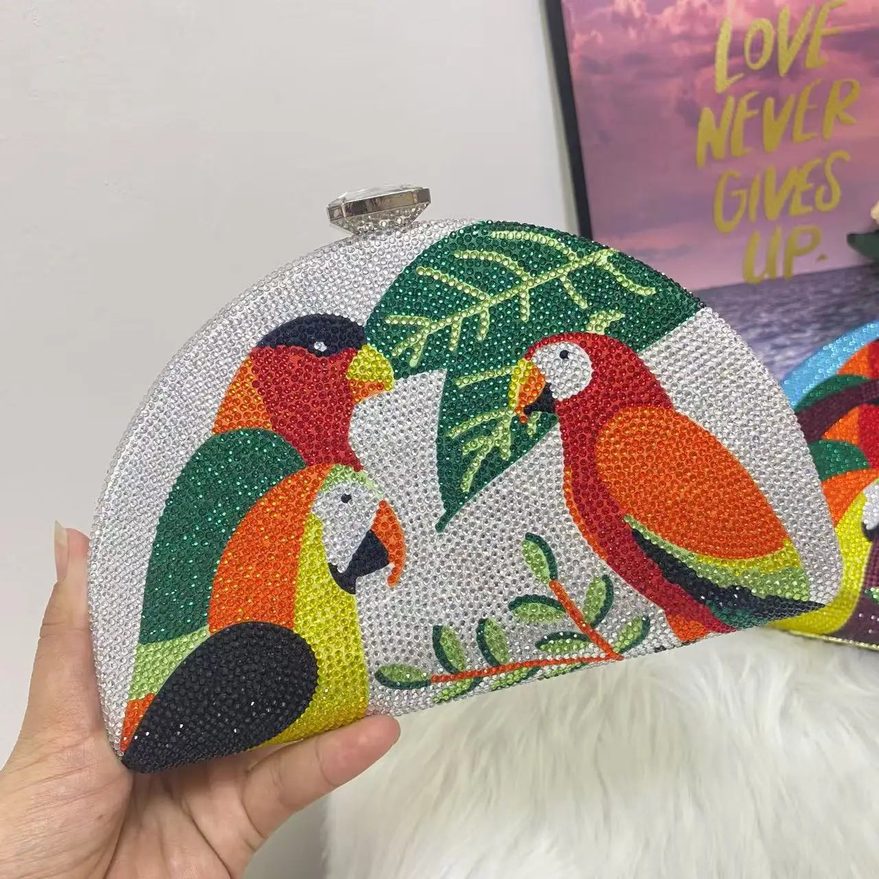 Parrot Rhinestone Crystal Clutch