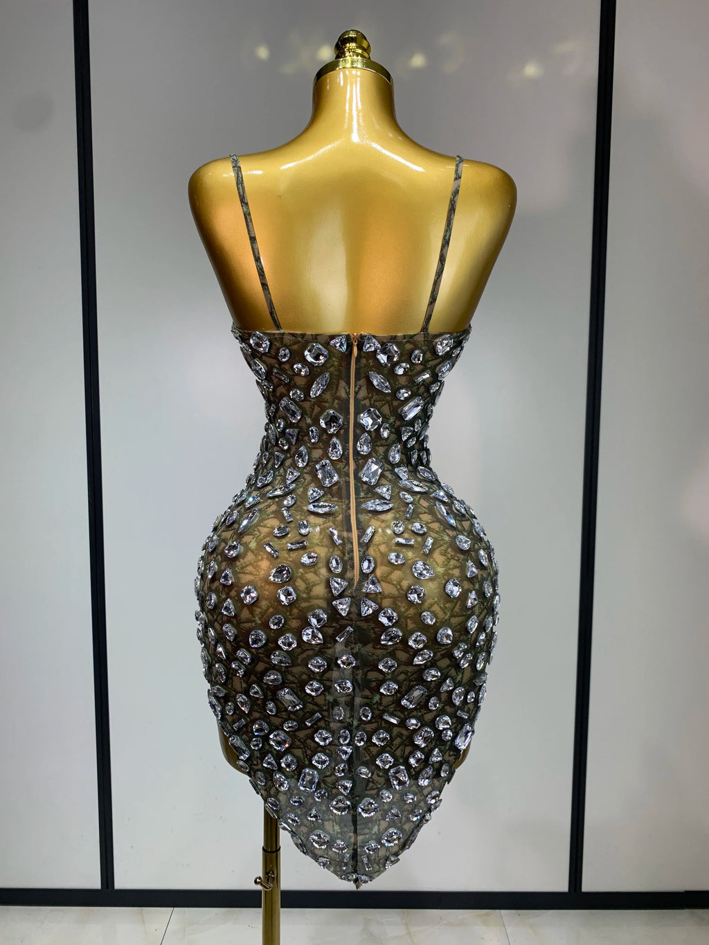 Crystal Diamond Mesh Dress