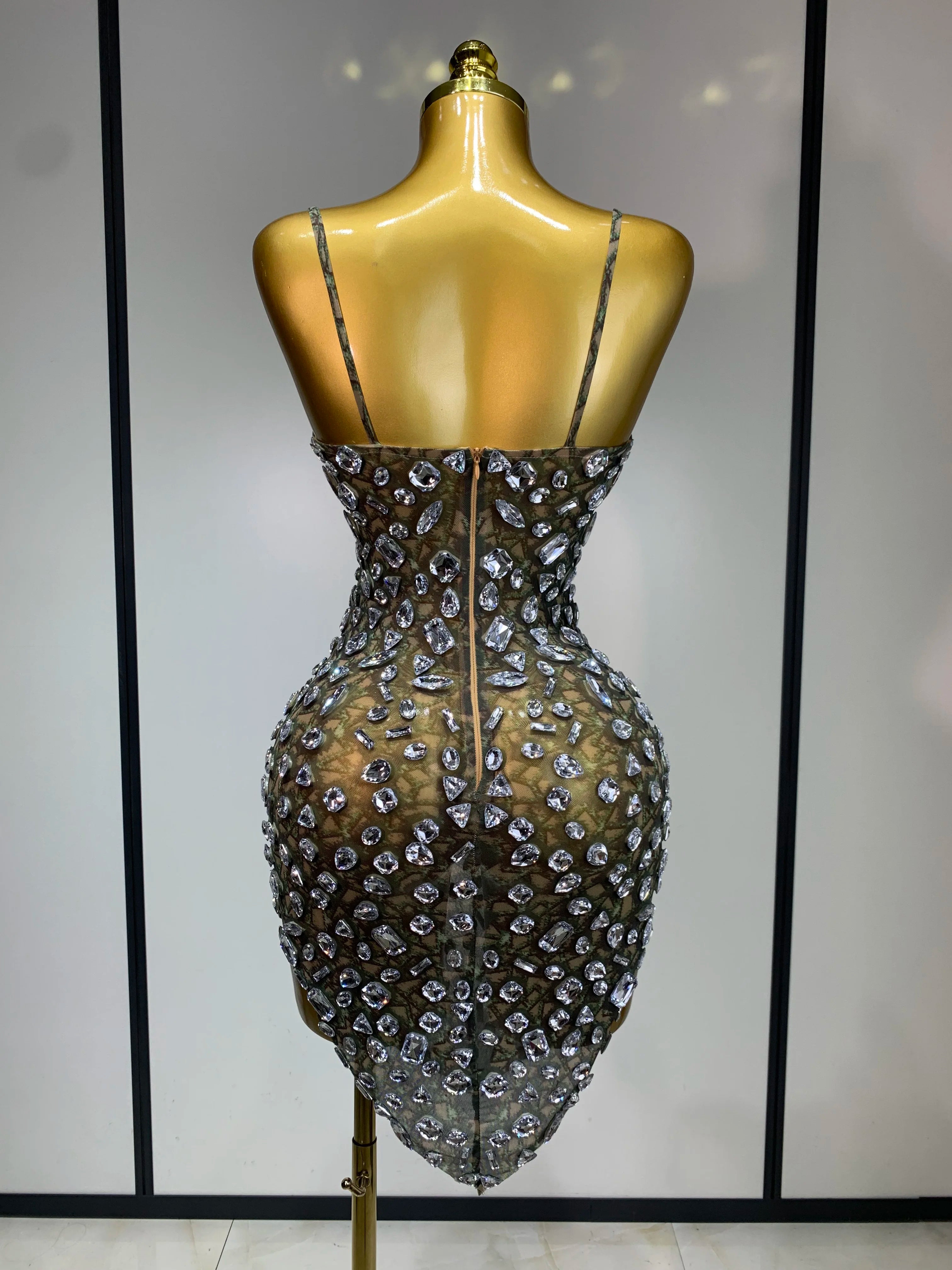 Crystal Diamond Mesh Dress