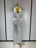 White Crystals Long Dress