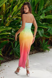 Rainbow Gradient Ombre Mermaid Bodycon Tube Dress