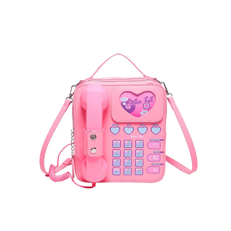 Telephone Shaped Crossbody PU Leather Bag