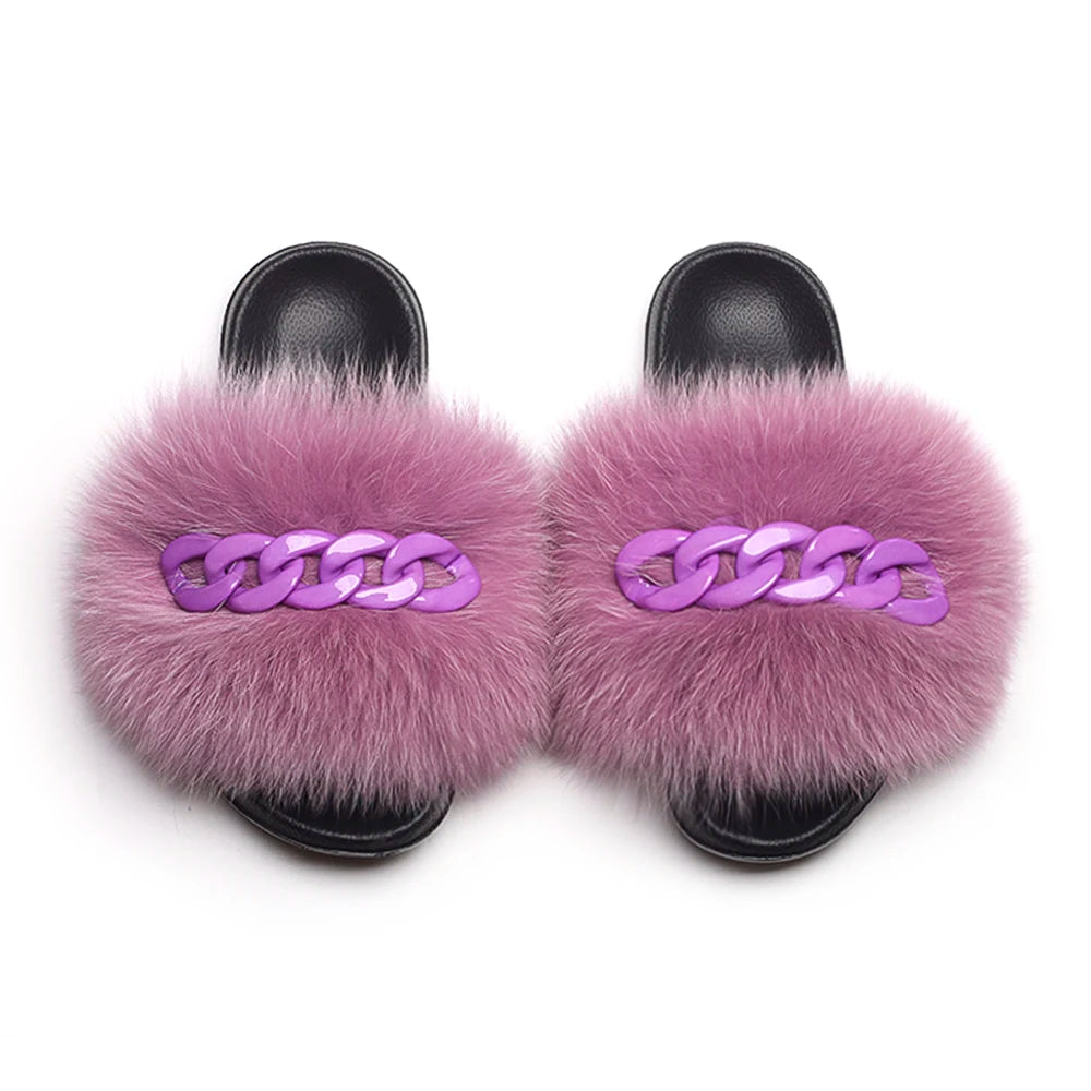 Fluffy Fur Chain Slippers