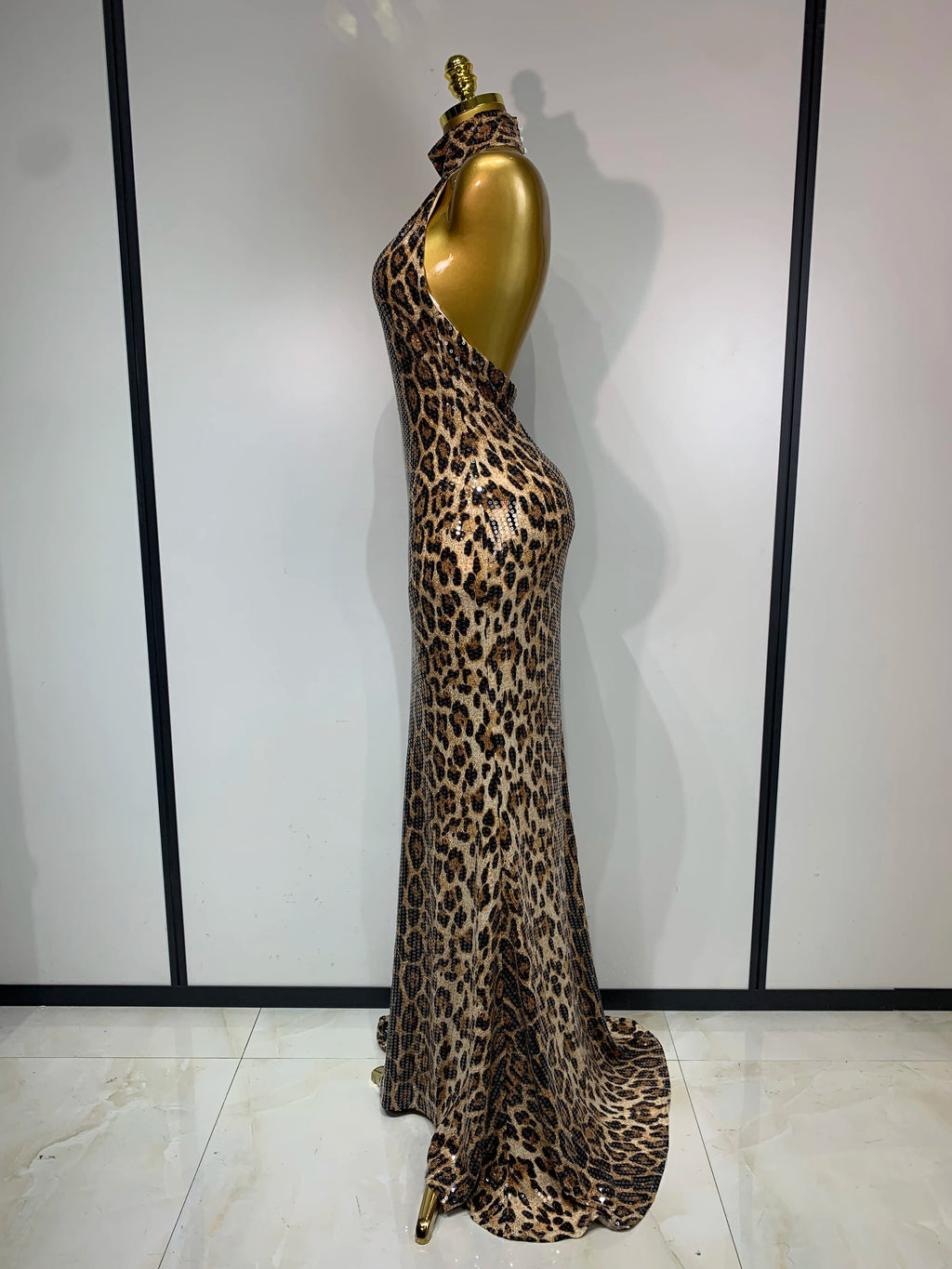 Leopard Sequin Maxi Dress