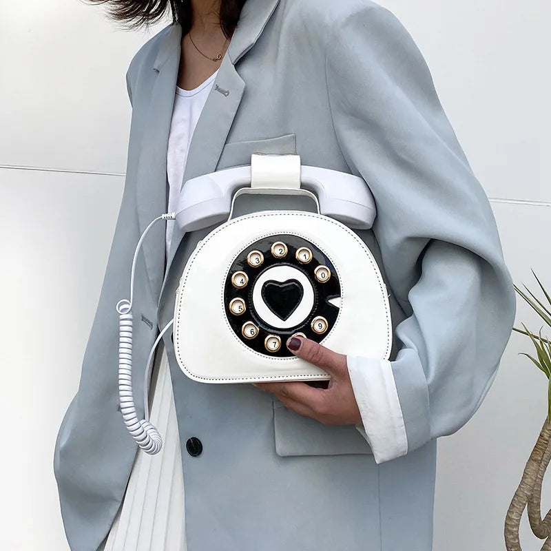 Telephone Shaped Crossbody Bag PU Leather