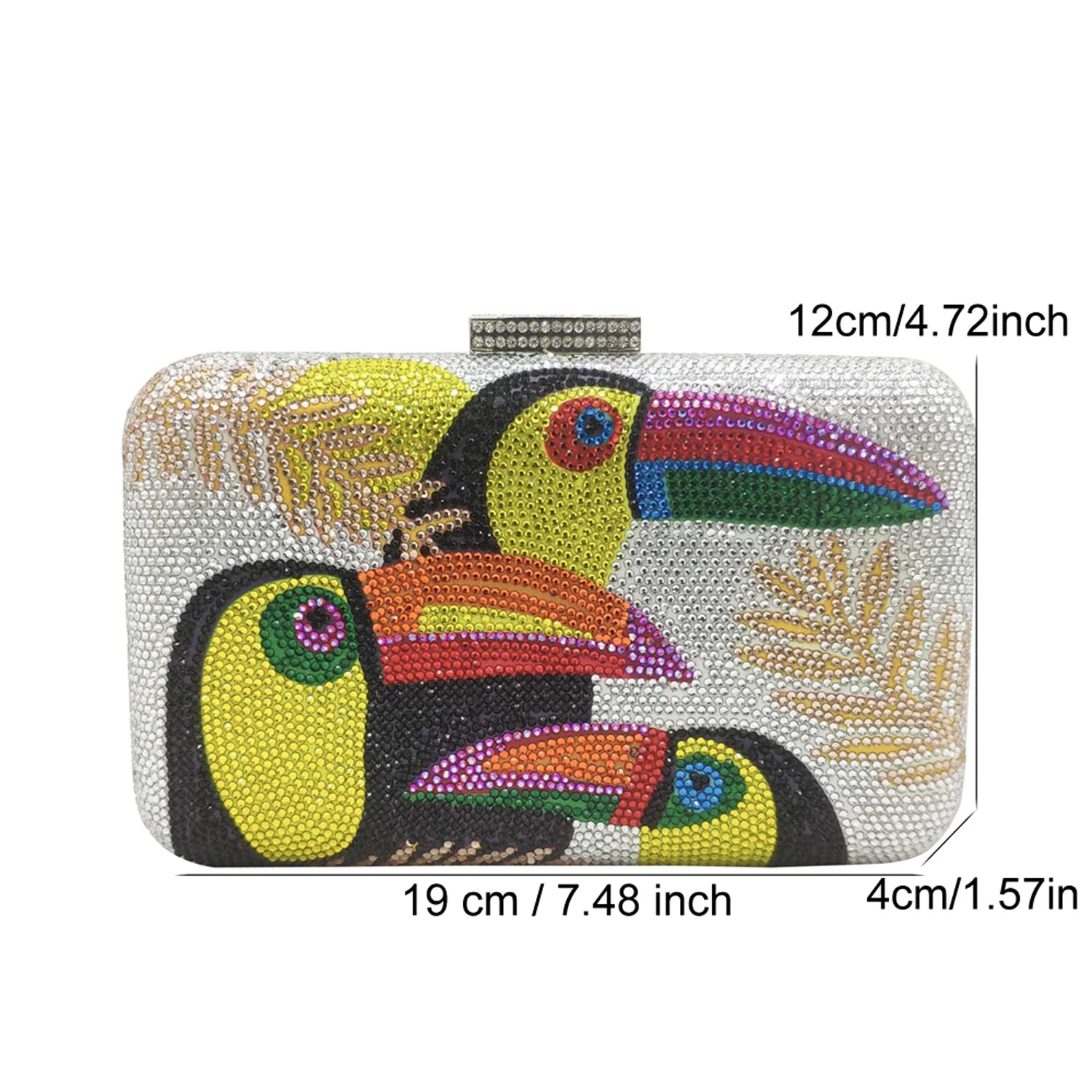 Toucan Bird Crystal Rhinestone Clutch Chain Purse