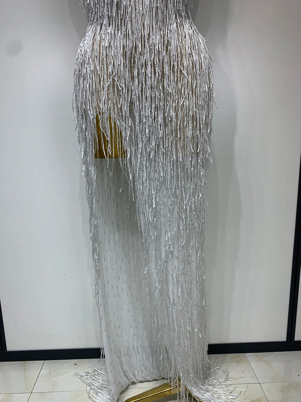White Crystals Long Dress