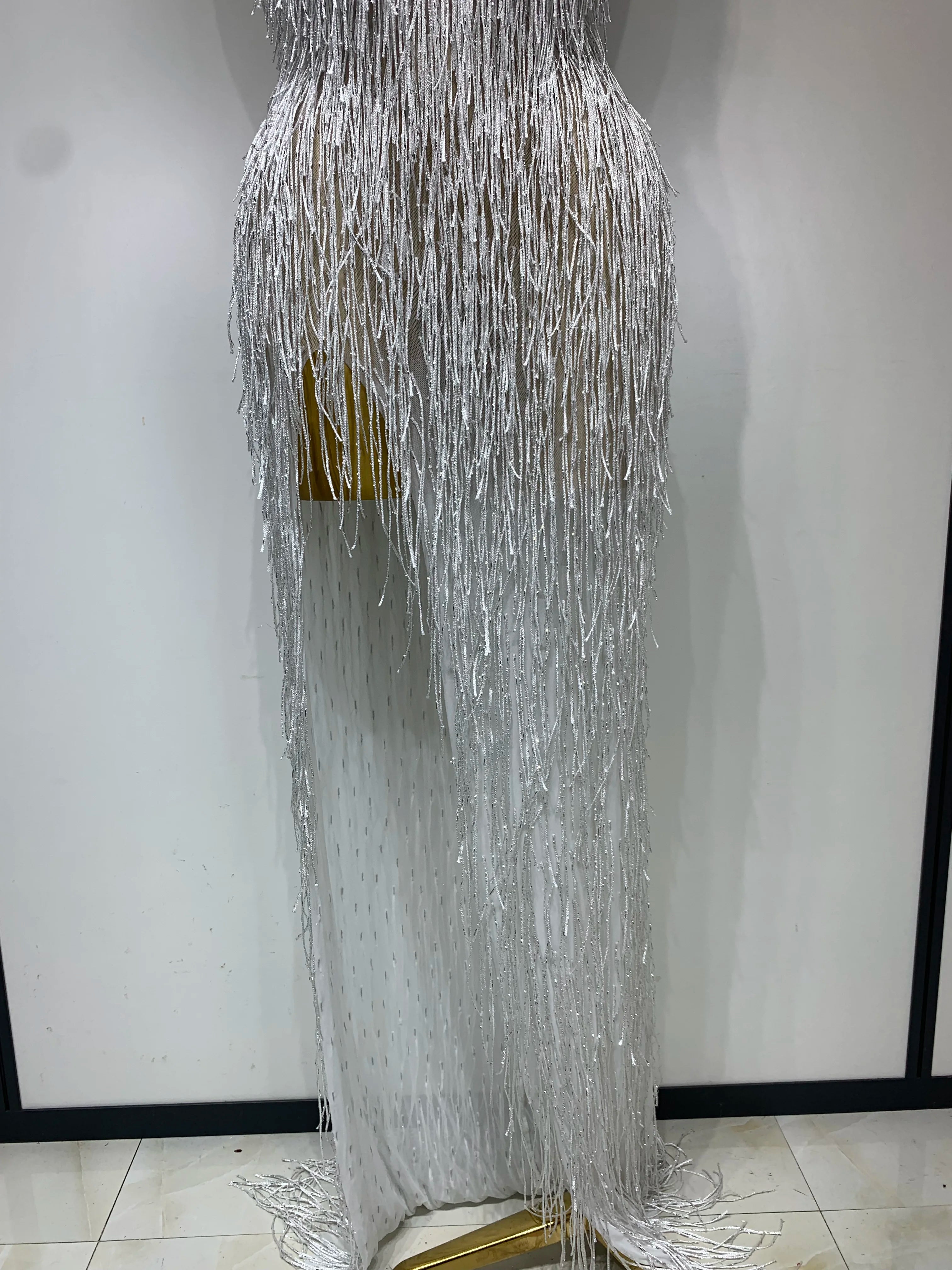 White Crystals Long Dress