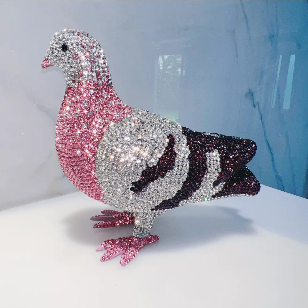Pigeon Rhinestone Crystal Clutch