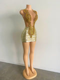 Luxury Gold Crystal Dress