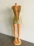 Luxury Gold Crystal Dress